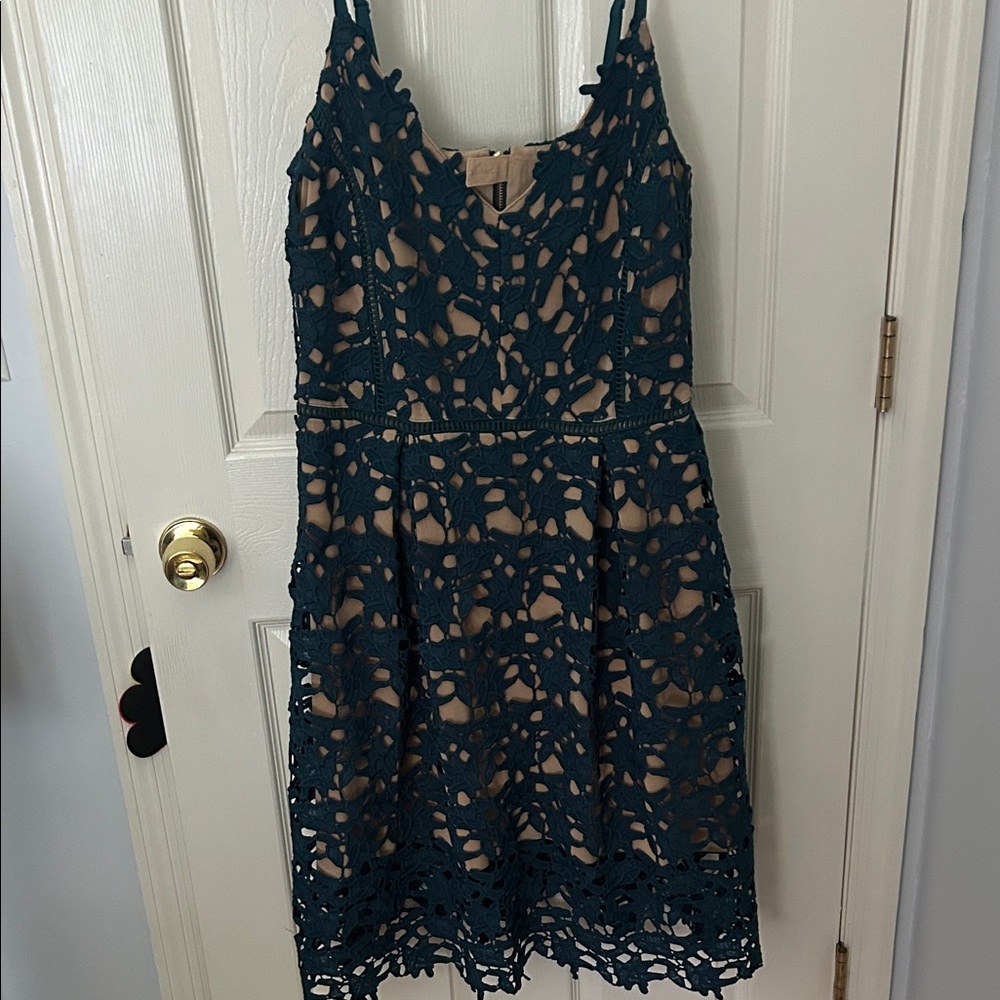 City Chic Teal Lace Midi Dress